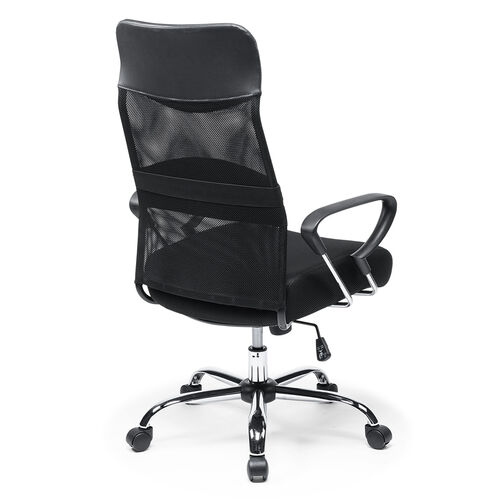 ワークチェア S字背もたれ ハイバック アームレスト付き ブラック 150