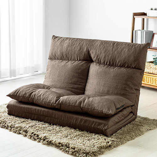 アウトレット】折りたたみ座椅子ベッド(2人掛け・背もたれ5段階