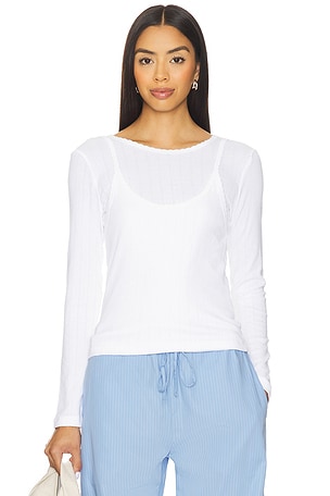 alo Ribbed Modal Long Sleeve Top in White | REVOLVE