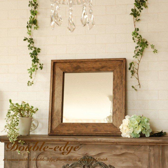 鏡 ウォールミラー 壁掛け おしゃれ 日本製 北欧 CAM-Lframe-43x43BR