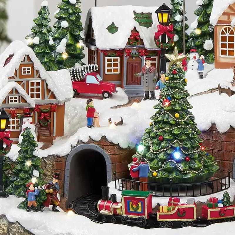 スノー ホリデービレッジ 高さ約42cm 北欧 装飾置物 LEDライト