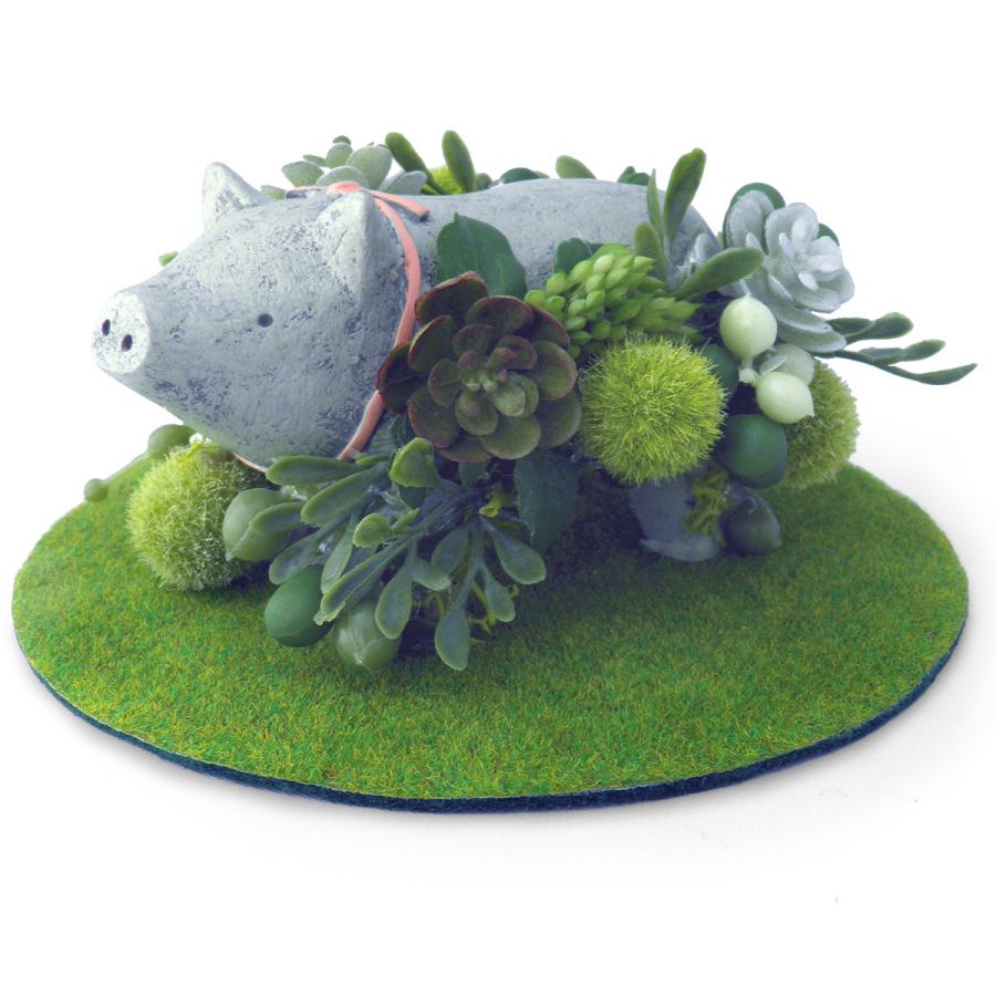 ブタ 置物 インテリア オブジェ 森の歌声 ノスタルジック ガーデン 豚