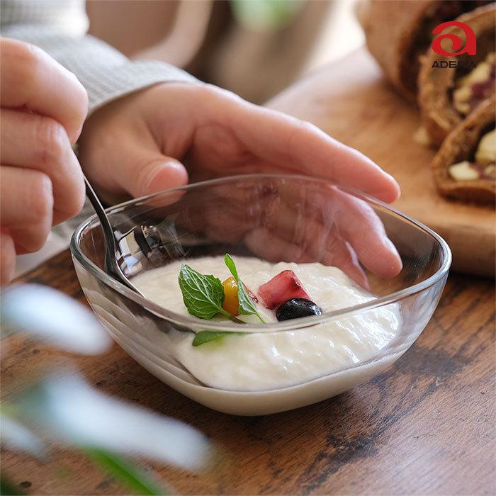 ADERIA サラダボウル ガラス おしゃれ 11cm プレーンスクエア ボウル