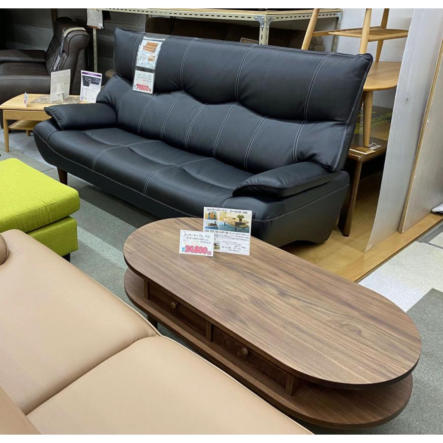 関家具 3人用ソファ マリアン 本革/PVC ブラック （2）自社便配送限定