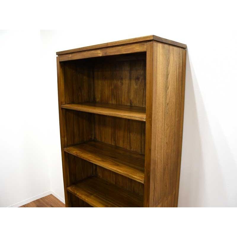 ブックシェルフ チーク 無垢 幅88cm アジアン 北欧 木製 アンティーク