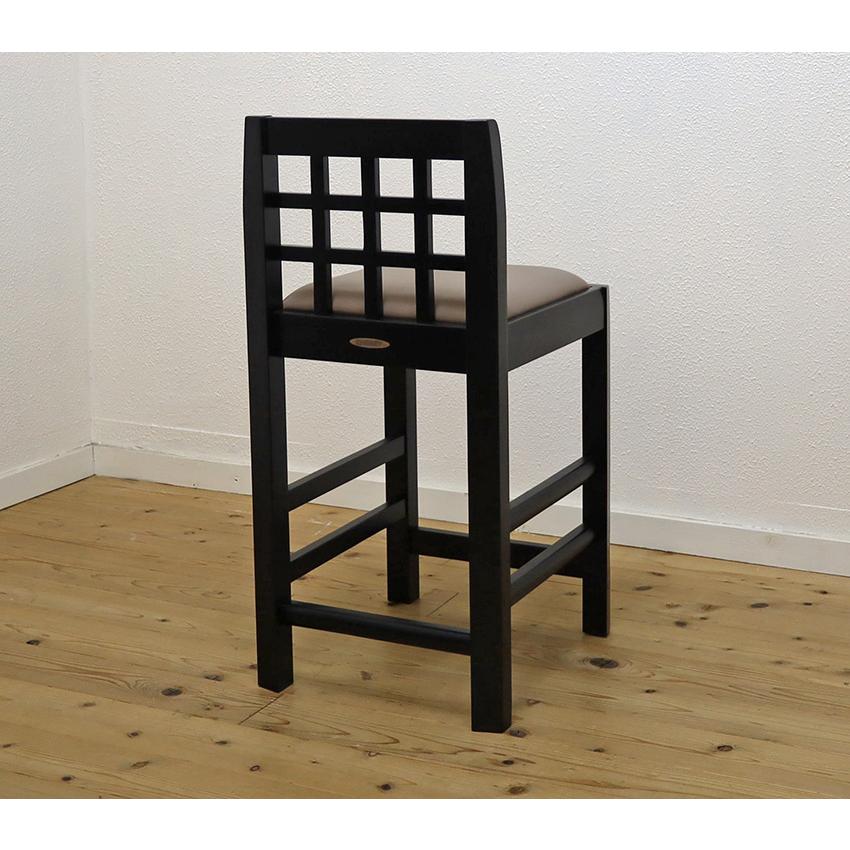 座面高55cm 飲食店用木製カウンター椅子 ブラック色 80-85cmの