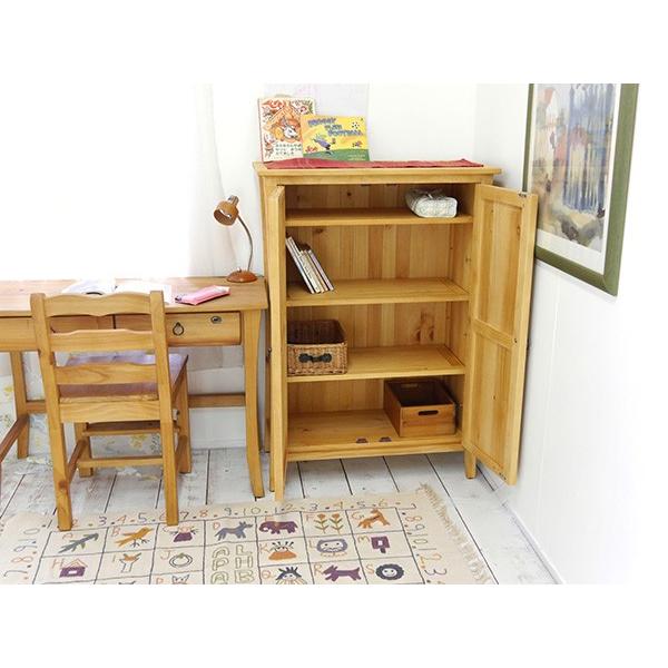 無垢キャビネット 木製扉 Valencia リング取っ手 高さ120cm 食器棚