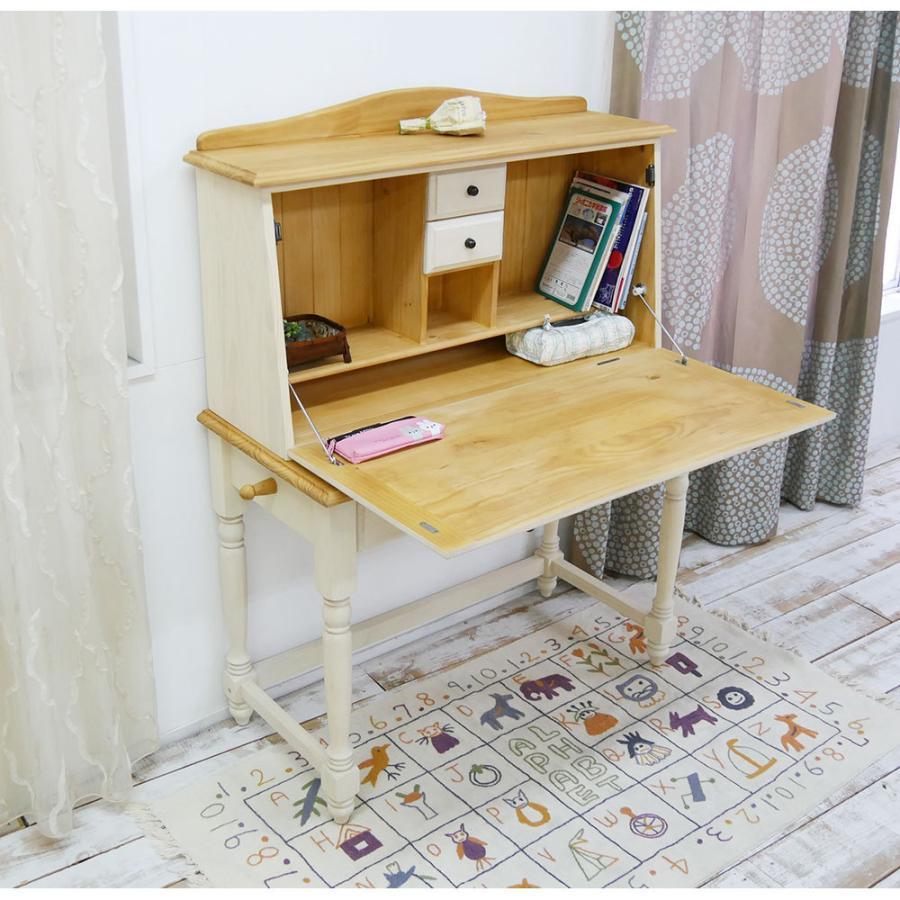 白いライティングデスク MOD01 クリスタル取っ手 フレンチカントリー