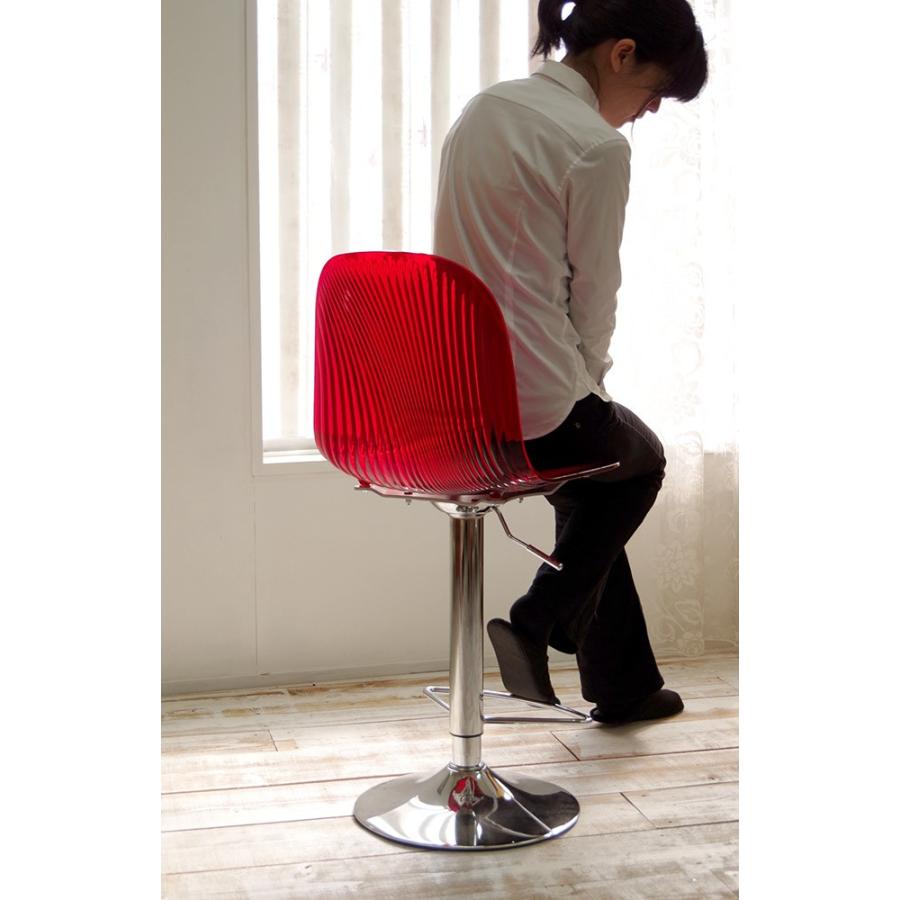 デザイナーズ カウンターチェア 回転 昇降式 Ocean クリアレッド色 座