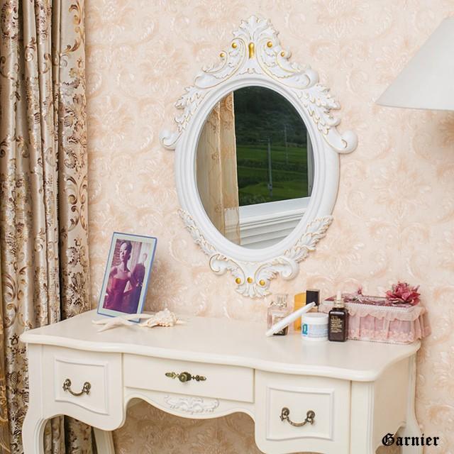 アンティーク ロココ調 ウォールミラー 壁掛け 鏡 ホワイト ゴールド