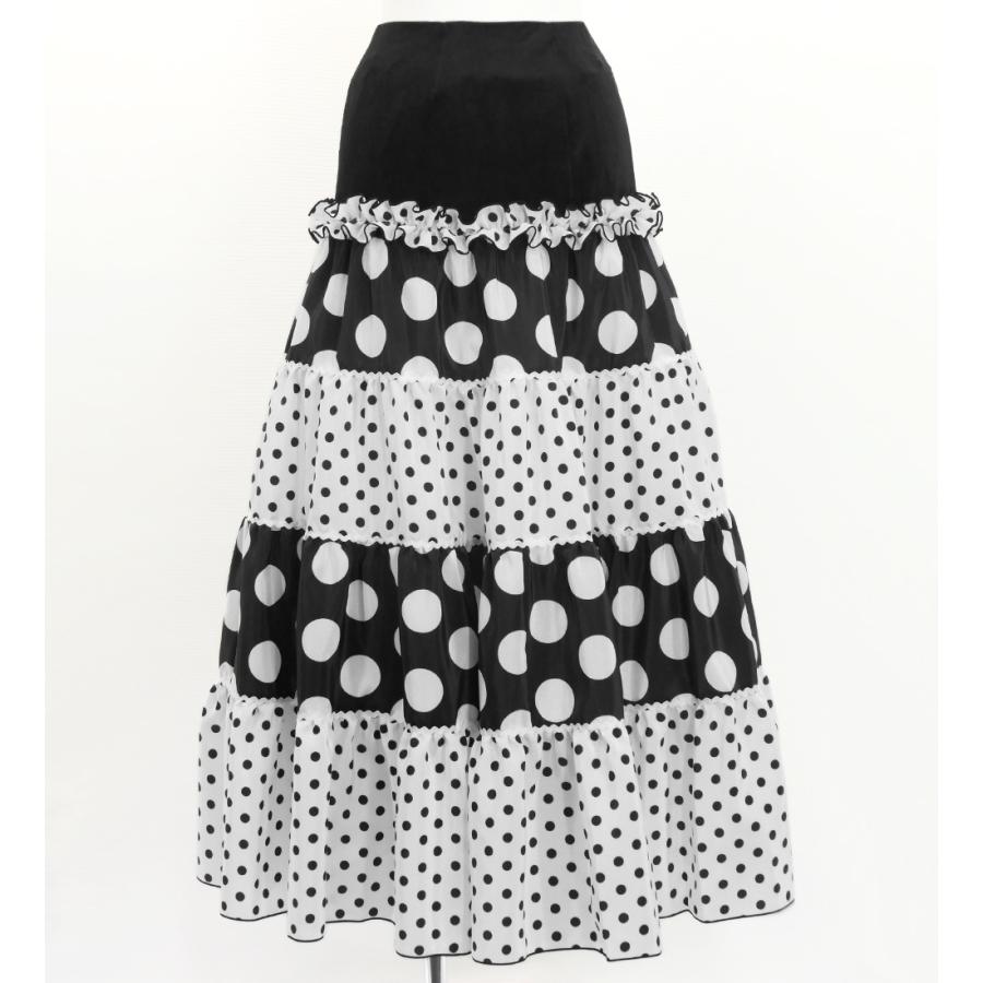 フラメンコ ピキージョ＆スカートセット 水玉 ブラック×ホワイト S-L