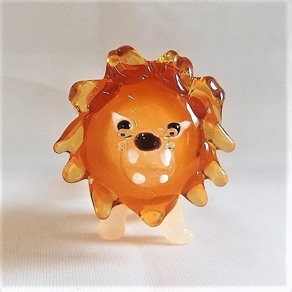 ガラス細工 動物 らいおん インテリア雑貨 ミニチュア 置物【ライオン