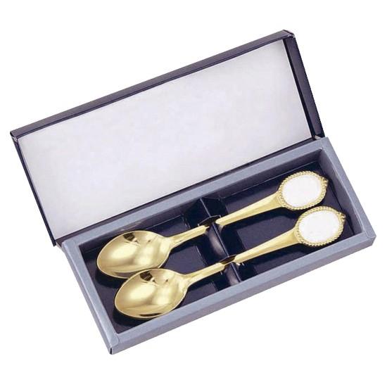 記念品 オリジナル 名入れ｜オリジナルスプーン2本（金メッキ仕上