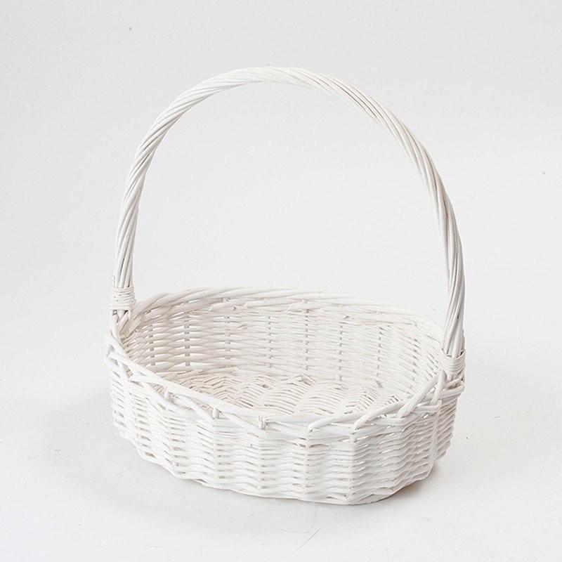 当社オリジナル品】ウェディングバスケット 柳 かご ホワイト 白 ワン