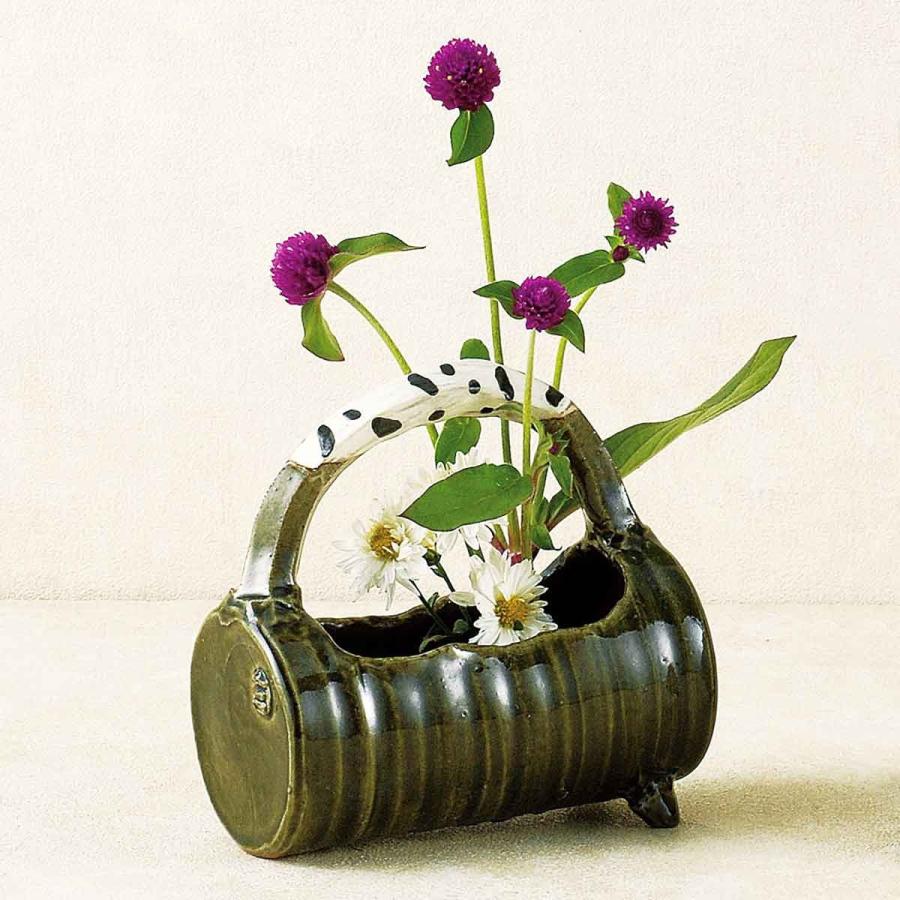 常滑焼 花器 山田織部手付き 花瓶 茶道 抹茶 陶器 日本製 和
