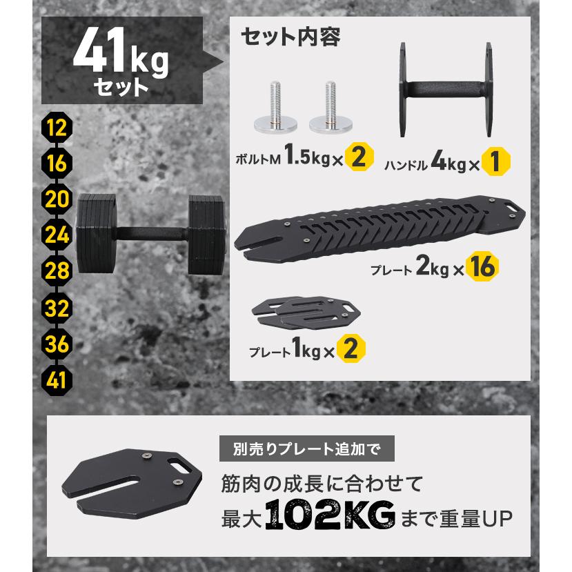 HAIGE（ハイガー） 可変式ダンベル 36kg×2個セット ダンベルセット