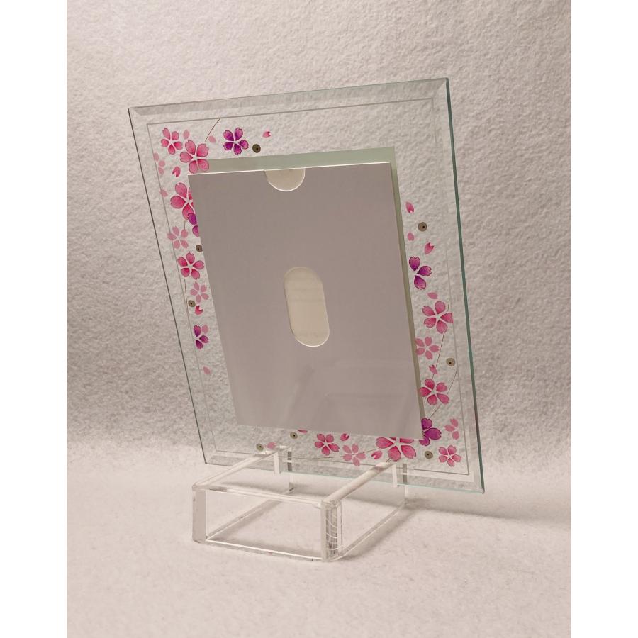 アルチザングラス 写真立て 桜 ガラス 写真立 手元供養 さくら、サクラ