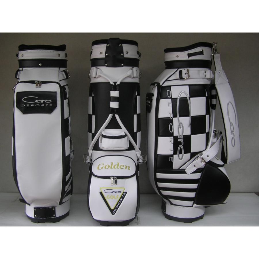 CARO(キャロ)キャディバッグ ニュースタッフ ゴールデン チェッカー白