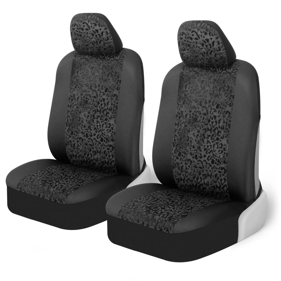 並行輸入品】BDK ブラック ヒョウ柄カーシートカバー フロントシート用