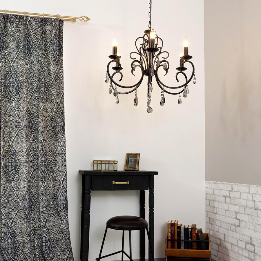 シャンデリア 照明 おしゃれ アンティーク LED 電球付き 黒 アイアン