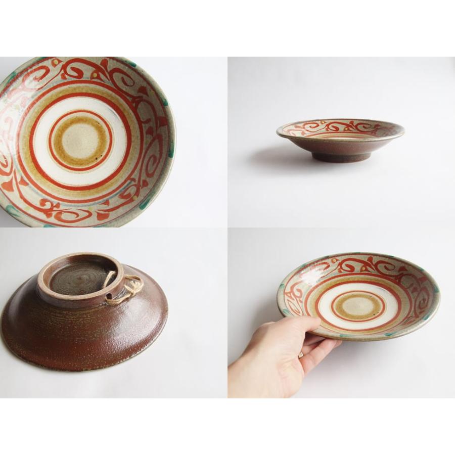 やちむん 民藝 読谷山焼 北窯 松田米司 8寸皿 中皿 赤絵1 : おまめ