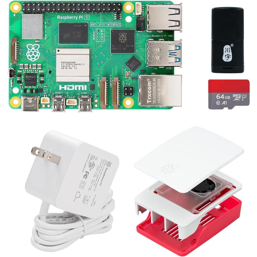 Raspberry Pi 5 8GB RAM開発キット+ケース+Raspberry Pi5 公式電源