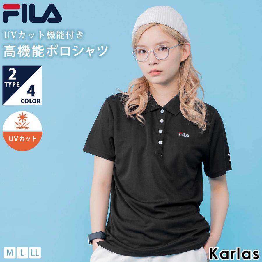 FILA GOLF フィラ ポロシャツ レディース 半袖 鹿の子 ドライ 速乾 UV
