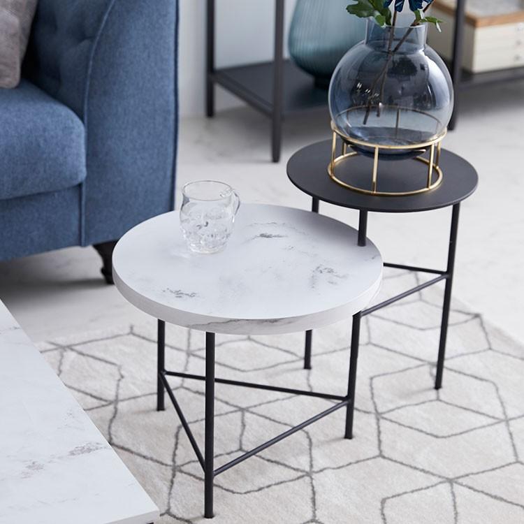 LOWYA（ロウヤ） テーブル サイドテーブル おしゃれ 大理石柄 スチール