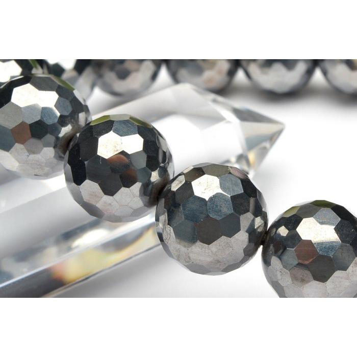 テラヘルツ鉱石 128面カット 8mm ブレスレット_B111-8 ☆5000円以上