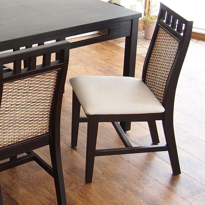 アジアン家具 ダイニングテーブルセット 2人用 3点セット 76cm角