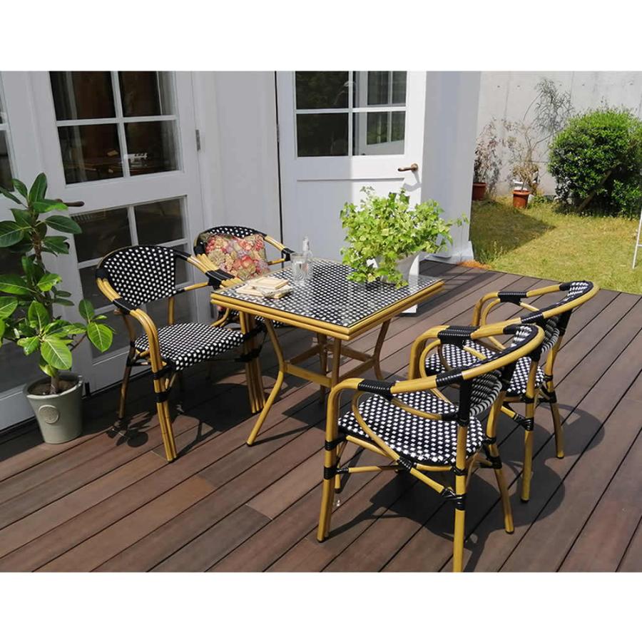 ガーデンテーブル ガーデンチェア4脚 5点セット 幅58cm 奥行60cm 高さ