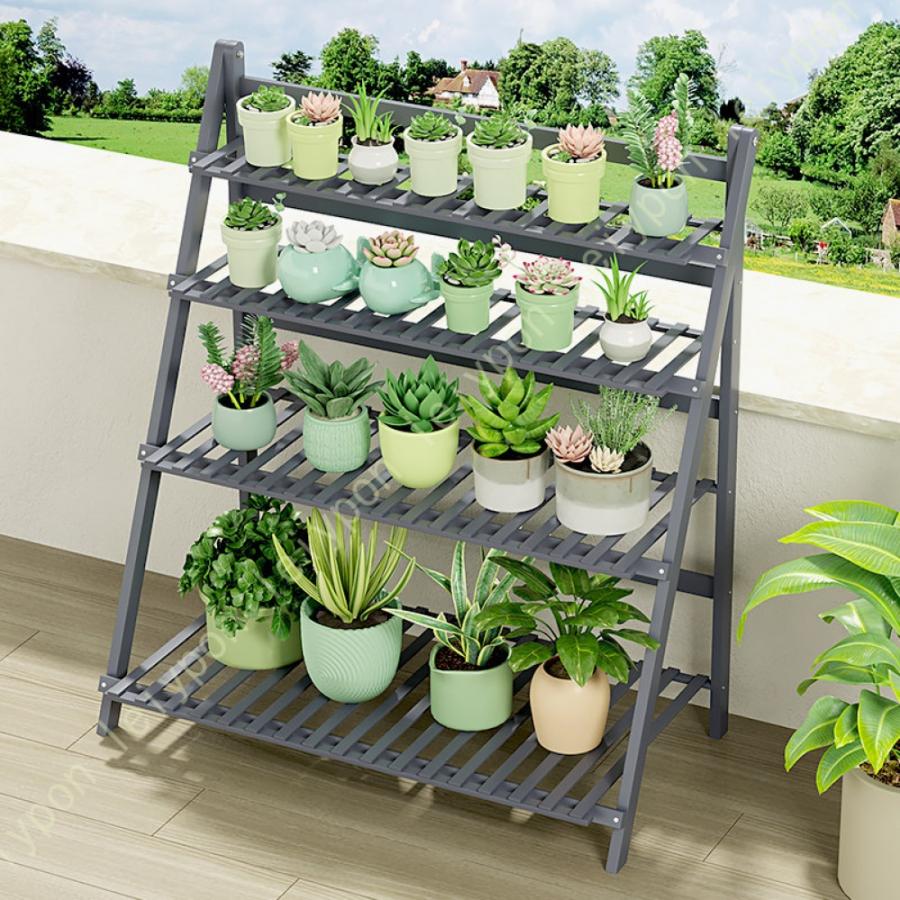 フラワースタンド 花台 3段 幅102cm 天然竹製 フラワーラック 園芸