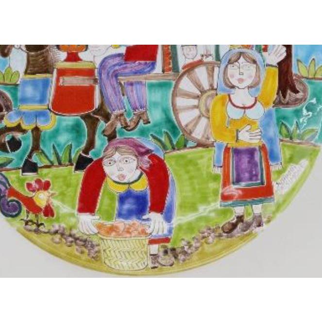 イタリア製 輸入雑貨 シチリア 陶器 大皿 絵皿 壁飾り 手描き オレンジ
