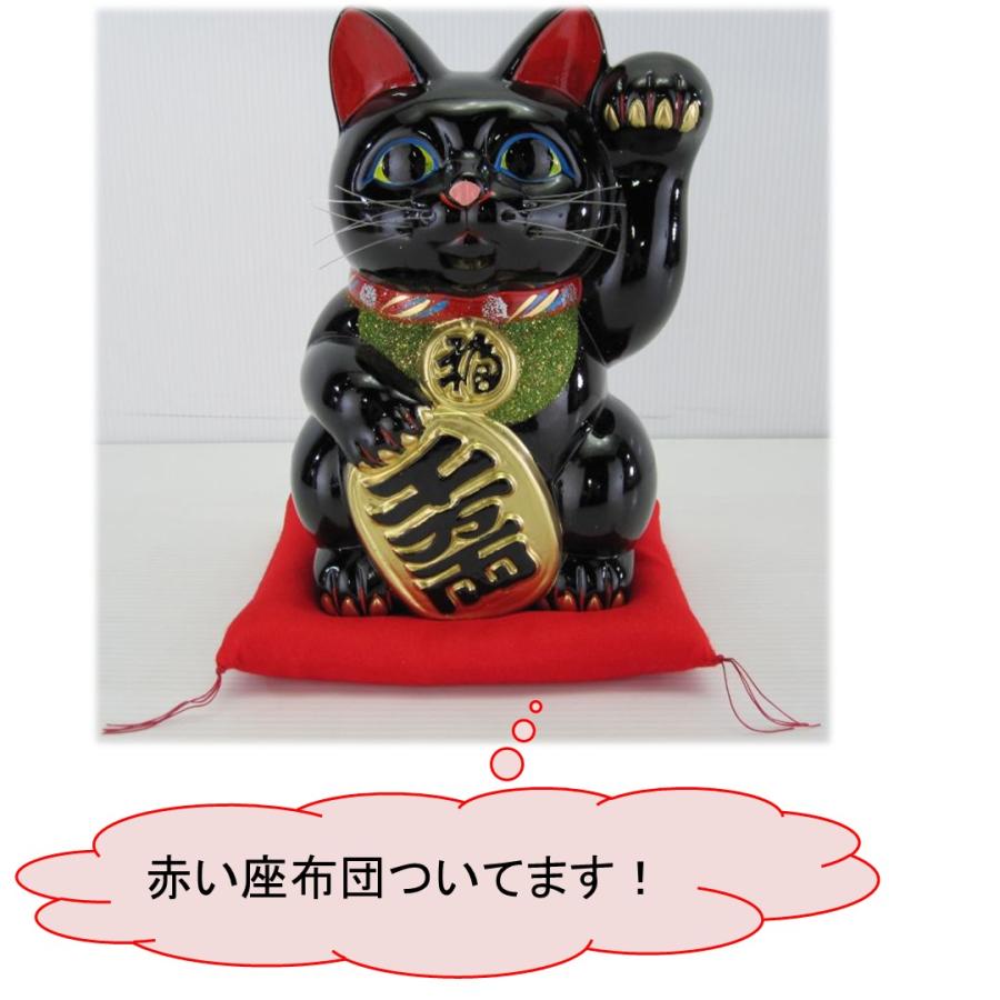 13号開運手長招き猫白（右手または左手）(座布団付) : 人形のモリシゲ