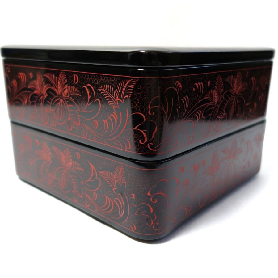 輪島塗 未使用 沈金 桐文様 二段重箱 おせち料理 漆器 木製 本漆 盛器