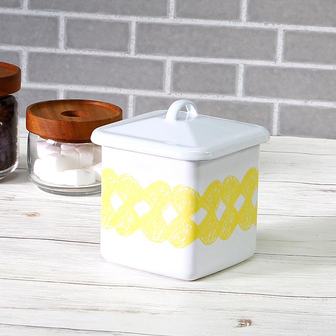 ホーロー スクエア キャニスター kukka/ 保存容器 フタ付き 琺瑯 北欧