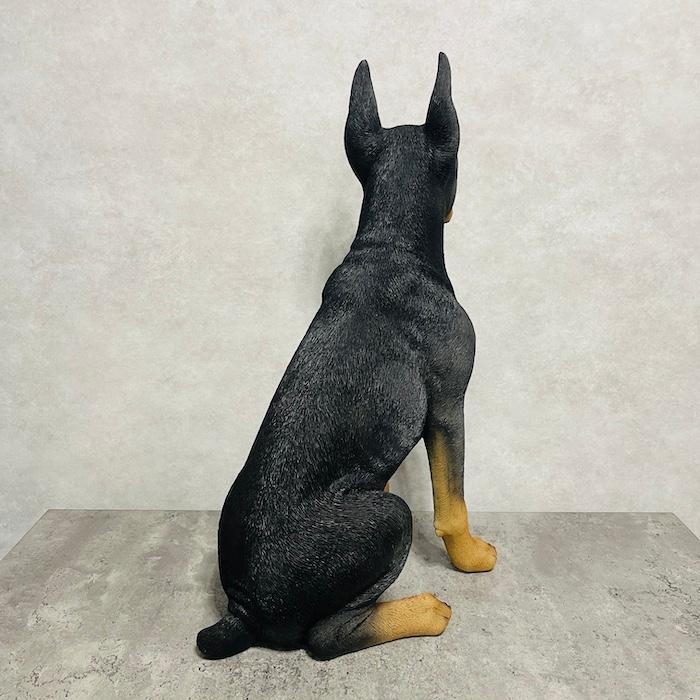 犬 置物 大型 動物 お座りドーベルマン 特大 高さ61cm woobia おしゃれ