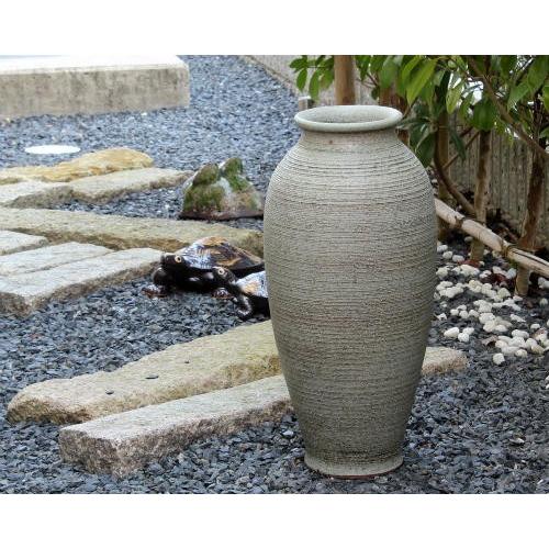 在庫数限り 信楽焼 大きな 花瓶 灰釉 櫛目 長 17号 おしゃれ 大壺 つぼ