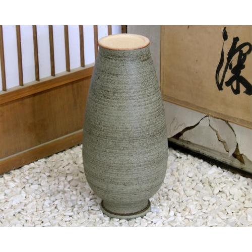 在庫数限り 信楽焼 大きな 花瓶 灰釉 櫛目 長 17号 おしゃれ 大壺 つぼ