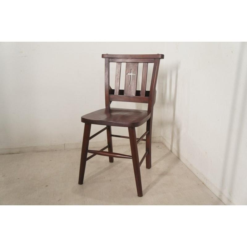 英国アンティーク調 チャーチチェア ボックス付 クロス マホガニー