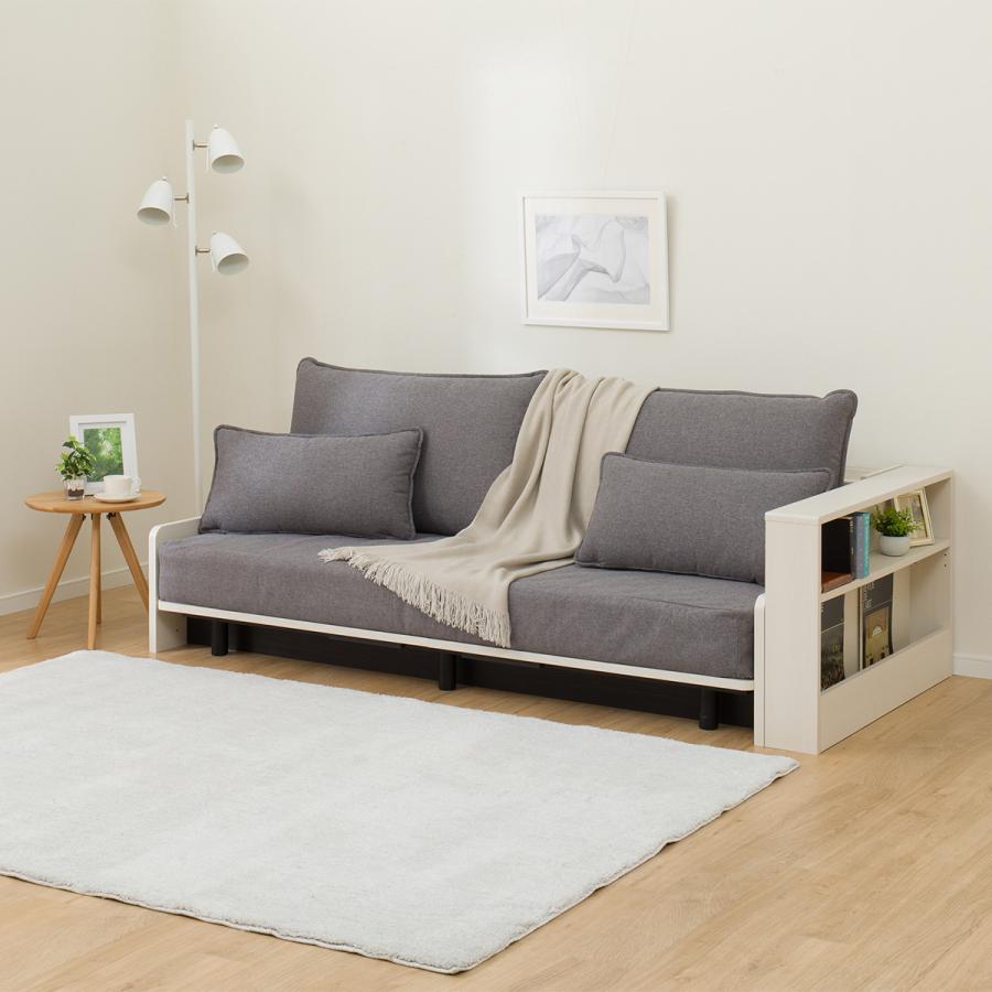 ニトリ（NITORI） 3Way ベッドソファセット＋サイドラック付き(B2 MGY