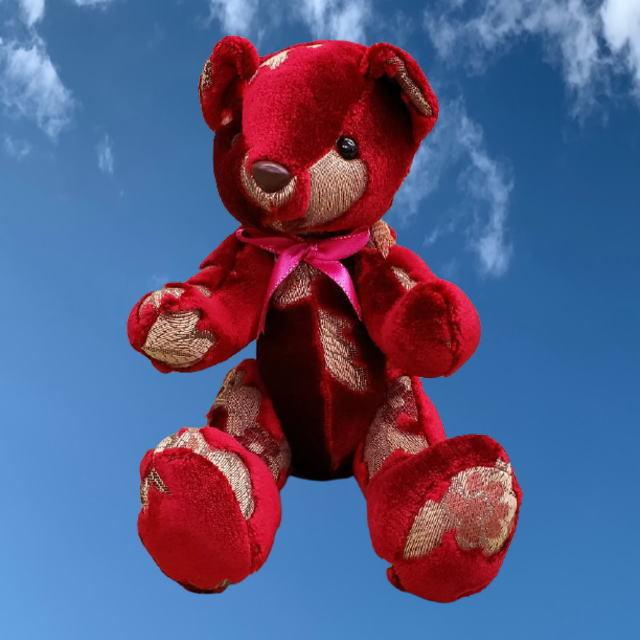 金華山熊 金華山生地テディベア くーまんファミリー ネオプリンセス赤