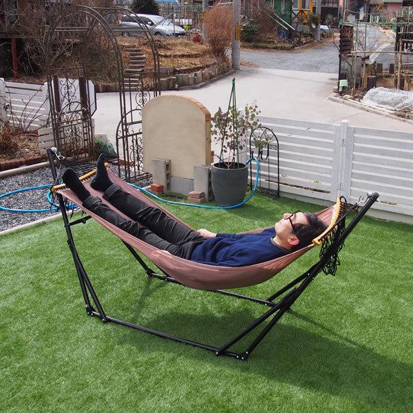 3way ハンモック 自立式 メッシュタイプ 本体色：ブラック メッシュ