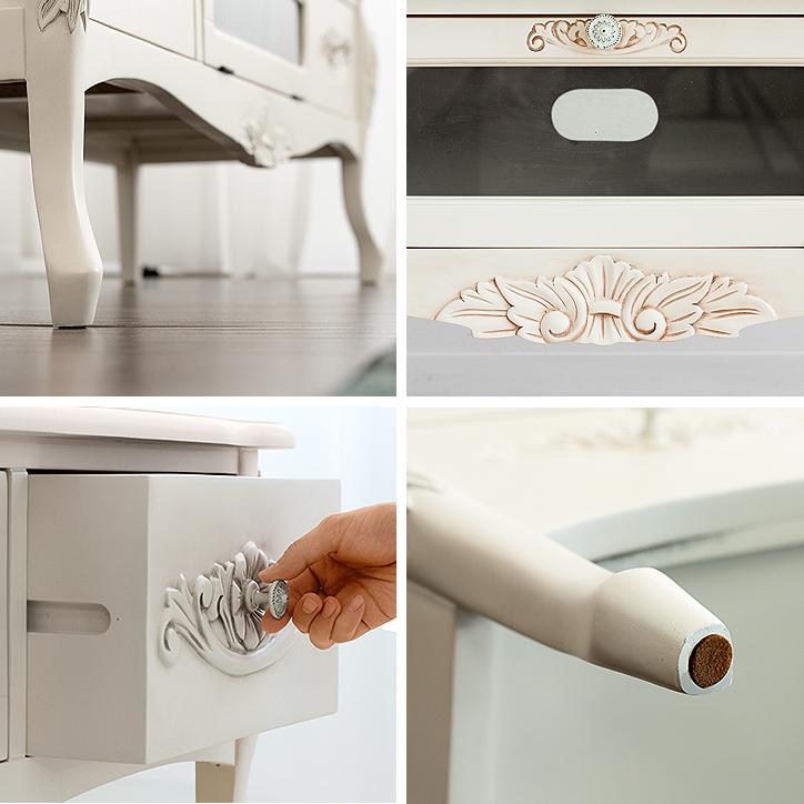 テレビボード アンティーク 猫脚 ロココ調 おしゃれ 猫足 130 ホワイト