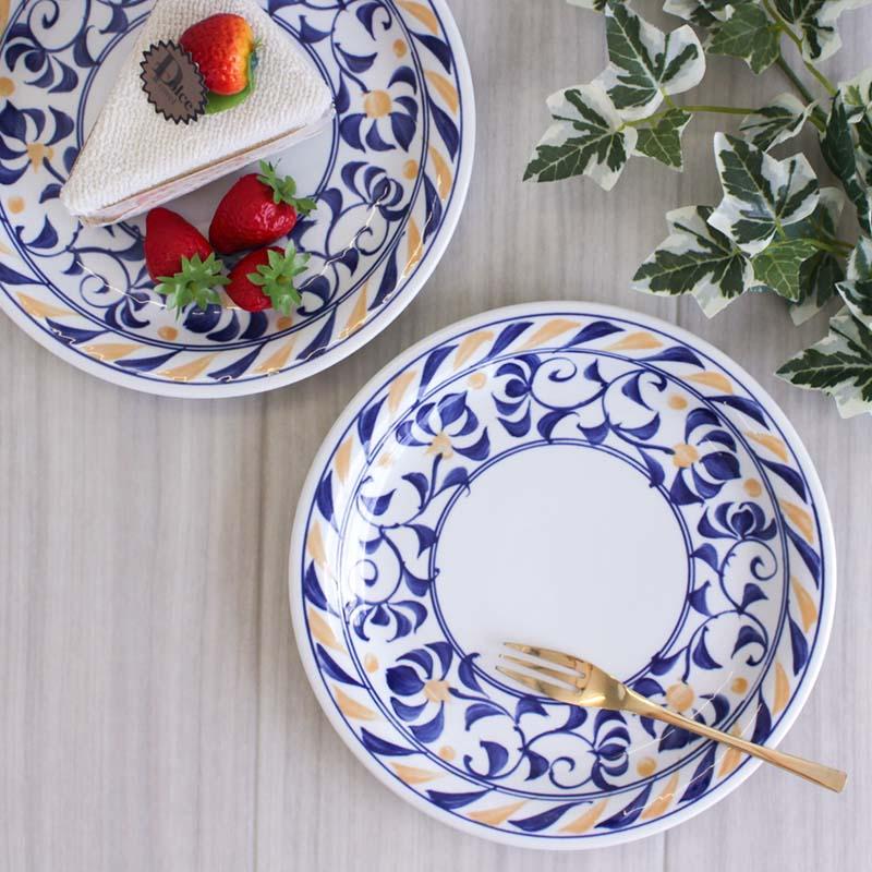 プレート 中皿 丸皿 唐草 アラベスク パン皿 デザート サラダ ケーキ皿