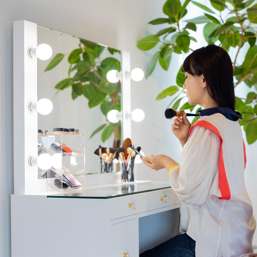 関本家具装芸 カンタービレ女優ミラーガラス天板 パールホワイト 一面