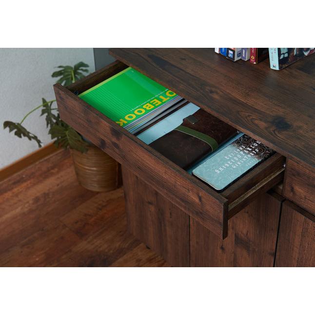 キャビネット 扉収納 ヴィンテージ風 ブラウン 脚付き 引き出し収納 幅