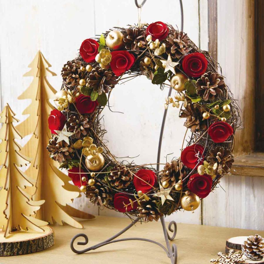 ストア・エキスプレス クリスマスリース 玄関 造花_【直径34cm