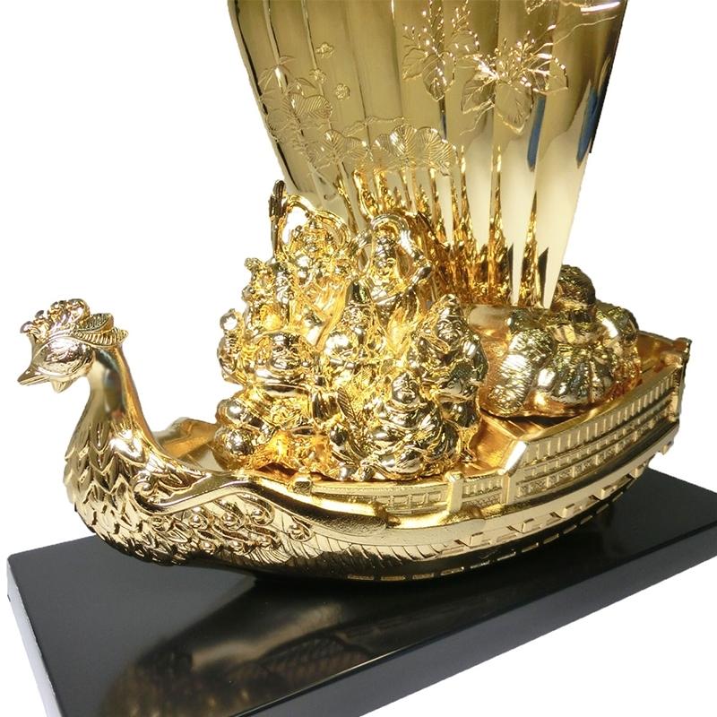 開運 鳳凰 七福神 宝船 合金製 純金メッキ 開運・幸運のインテリア置物