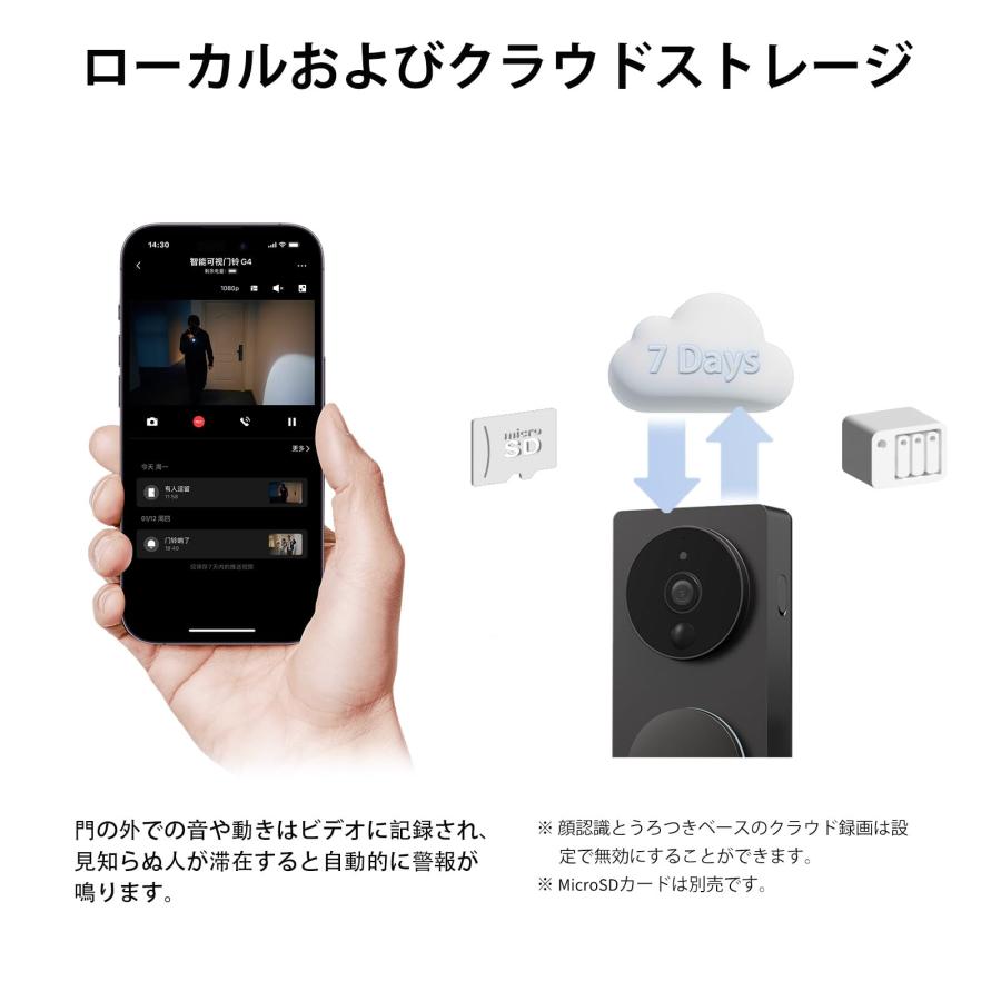 Aqara インターホン ワイヤレス 工事不要 ドアホン ドア カメラ付き